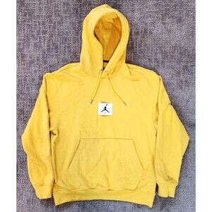 Jordan Mens Hoodie L Mustard Yellow Streetwear Athletic Oversized Pullover